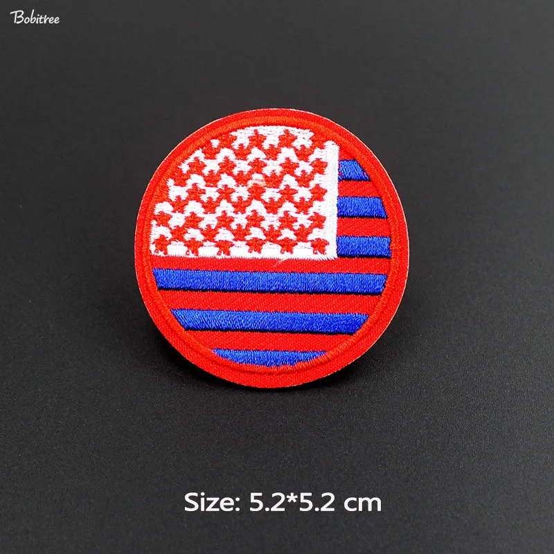 Круглый размер: 5,2*5,2 см нашивки с национальным флагом значок вышитая аппликация Железо на переводе для одежды наклейки куртки - Цвет: Затуплённый