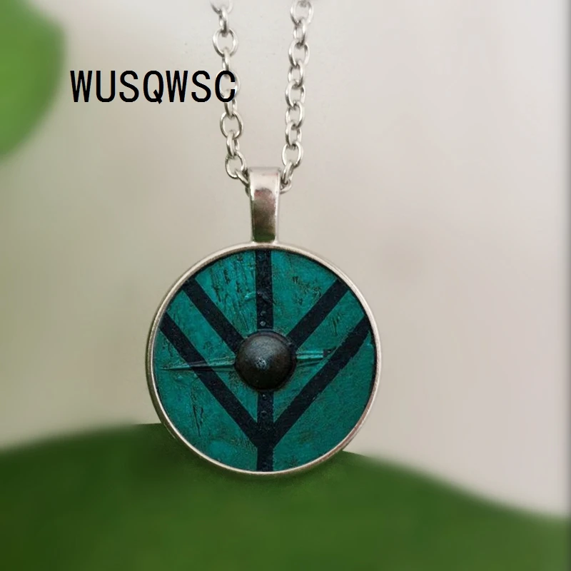 

WUSQWSC New arrived Viking necklace The shield of Lagertha pendant jewelry Cothic Glass Cabochon Necklace pendant amulet Gifts