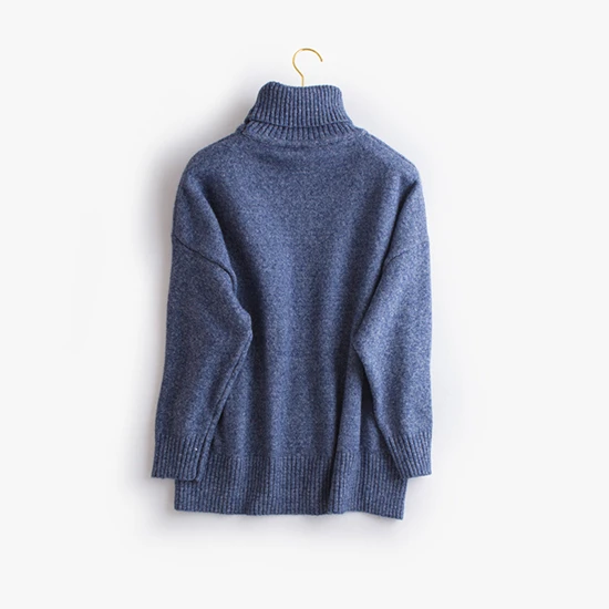 new fahion cashmere wool blends knit women turtleneck sweater suits pullover wide leg pant 2pcs/set one&over size