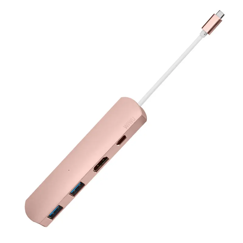 Концентратор WIWU Type C с адаптером HDMI 4 в 1 USB 3 0 для концентратора MacBook Компьютерная