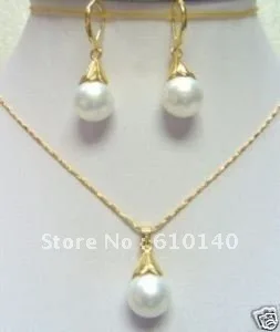 

5PCS charming white shell pearl pendant necklace earring set