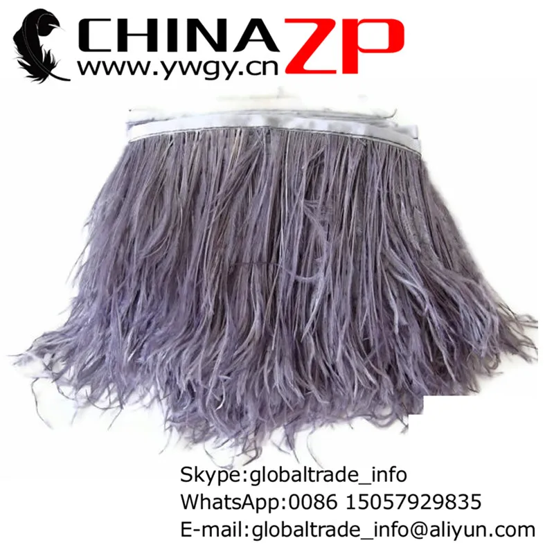 

Leading Supplier CHINAZP Factory 20yards/lot Selected Top Quality Dyed Grey Ostrich Feather Fringe Trim