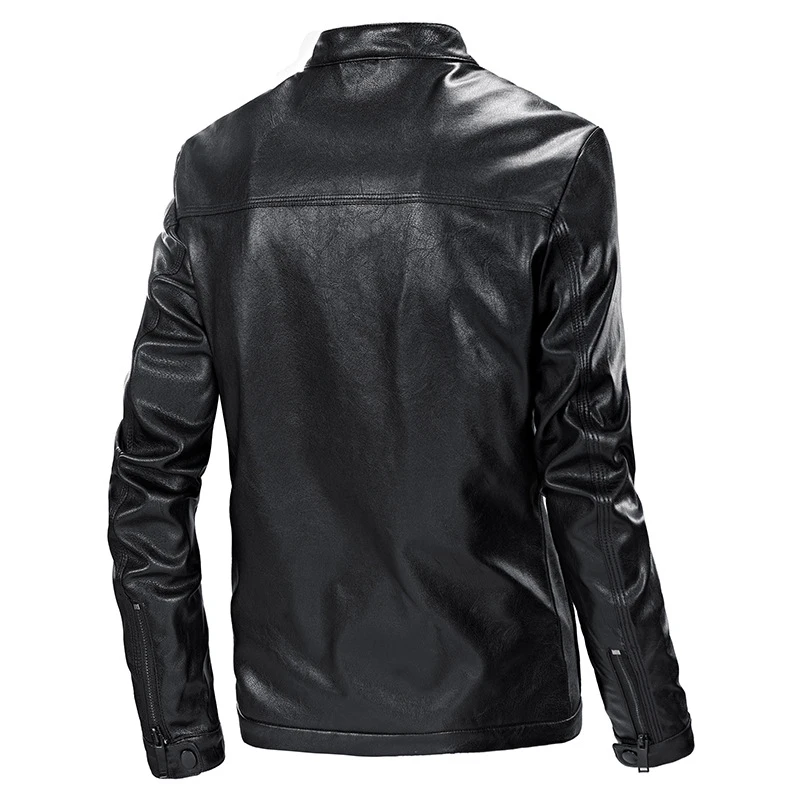 Кожаная куртка для мужчин, кожаная куртка, пальто с воротником-стойкой ...