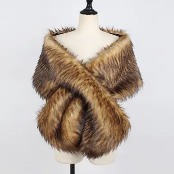 

P0187 New Fashion high-grade imitation fur scarf shawl collar multicolor joker bridal gown crossing shawl Women Faux Fur Wraps