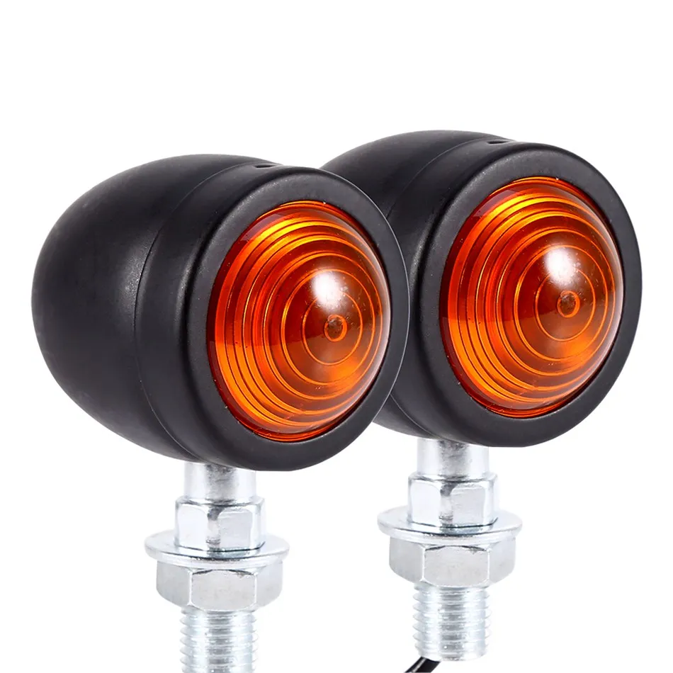 1 пара светодиодный фонарь для мотоцикла с сигналами поворота, индикаторный светильник s, янтарный мигатель, мигающий мотоциклетный фонарь, светодиодный светильник с точечной головкой, универсальный - Цвет: Black