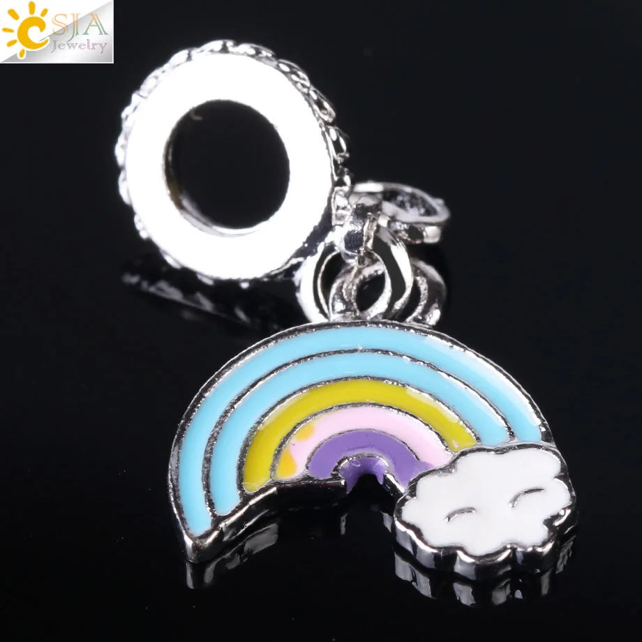 

CSJA 10pcs/lot Enamel Charms Rainbow Colorful Diy Cartoon Metal Accessories for Making Necklace Anklet Bracelet Earrings S142