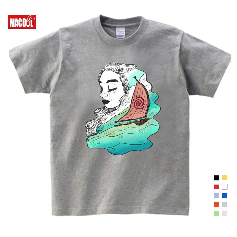 2019 New Boys Girls T-shirt Kids Tees Baby Girl Shirts Cartoon Moana Ocean Romance Children Short Sleeve Vaiana T Shirt Tops