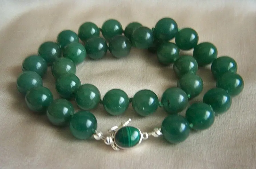 

FREE SHIPPING>>> 0264 Fabulous Deep Green Jade Beads Malachite Clasp Necklace