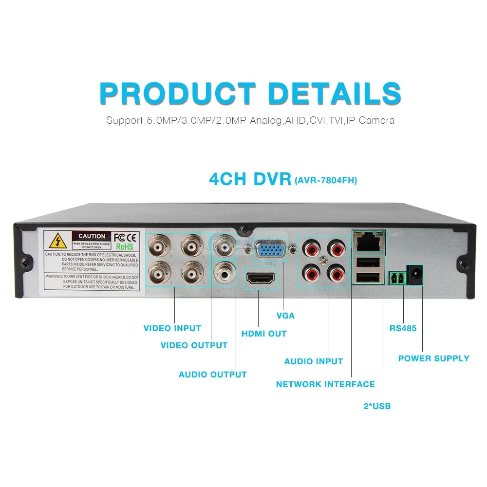 4ch 5 в 1 1080 P AHD DVR Hybrid xvr Поддержка CVI TVI CVBS IP Камера ONVIF 3mp 5mp CCTV NVR RS485 coxial Управление P2P
