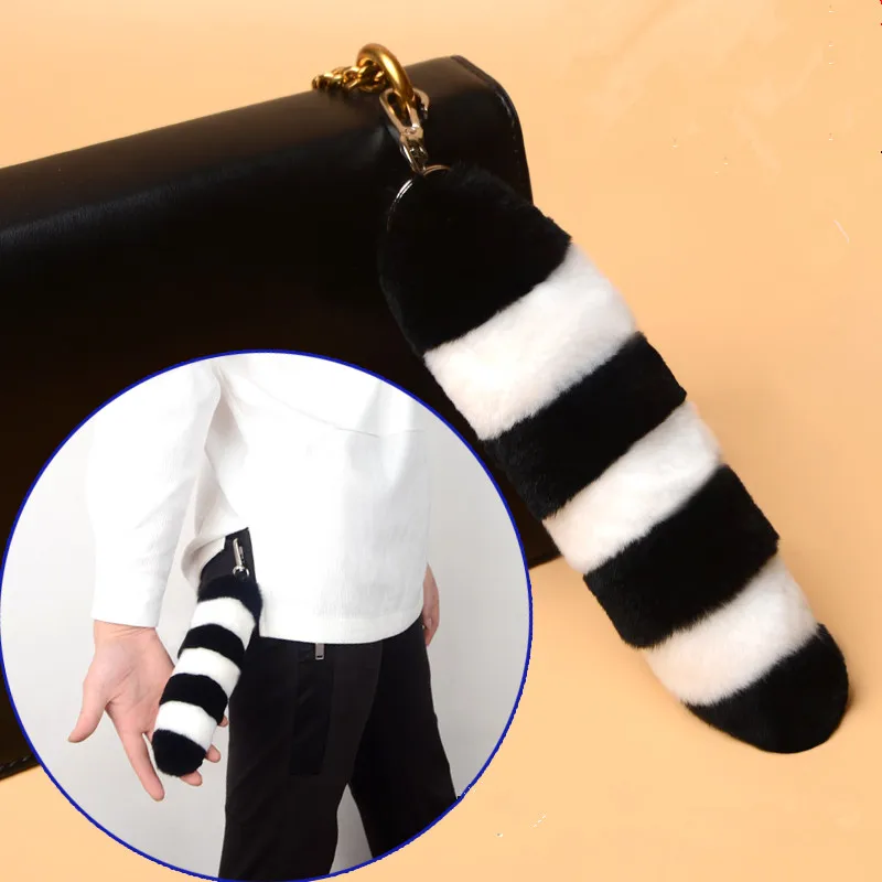 

New White Key Chain Tail Bag Charm Pendant Elegant Women Tail Keyring Bag Decoration Pendants