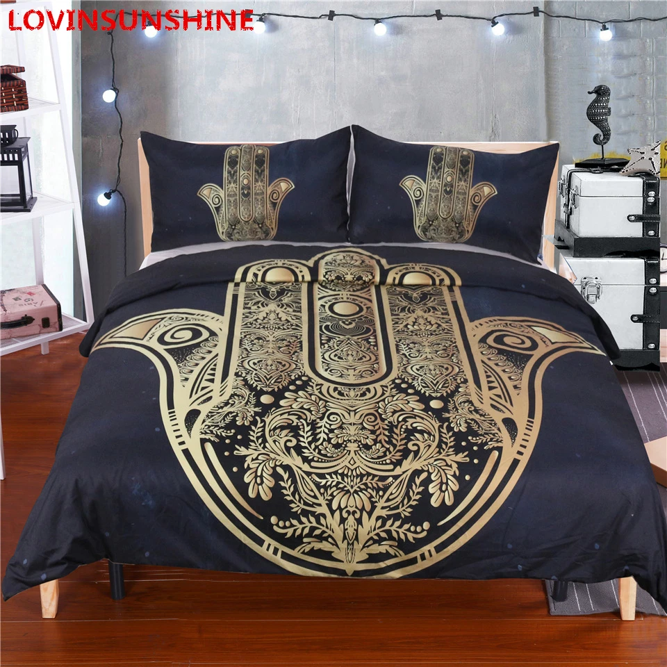 Lovinsunshine Hand Duvet Cover With Pillowcase Black Dark Blue And