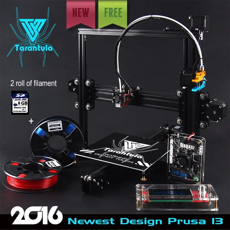  2017 3D Printer Kits TEVO Tarantula I3 Aluminium Extrusion 3D Printer kit 3d printing 2 Rolls Filament 8GB SD card LCD As Gift 