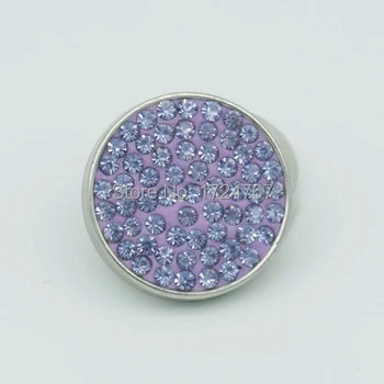 

New KS0007 handmade Violet rhinestone snap buttons Stainless buttons 20MM fit snap bracelets jewelry charm