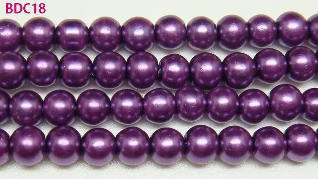200 шт Разноцветные гладкие круглые стеклянные жемчужные бусины 8 мм - Цвет: Purple