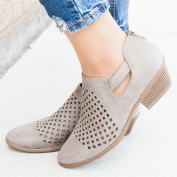 

Hollow-Carved Women Sandals Summer Style Cool Leather Sandals Comfortable Retro Platform High Hoof Thick Heels Shoes Size 35-43