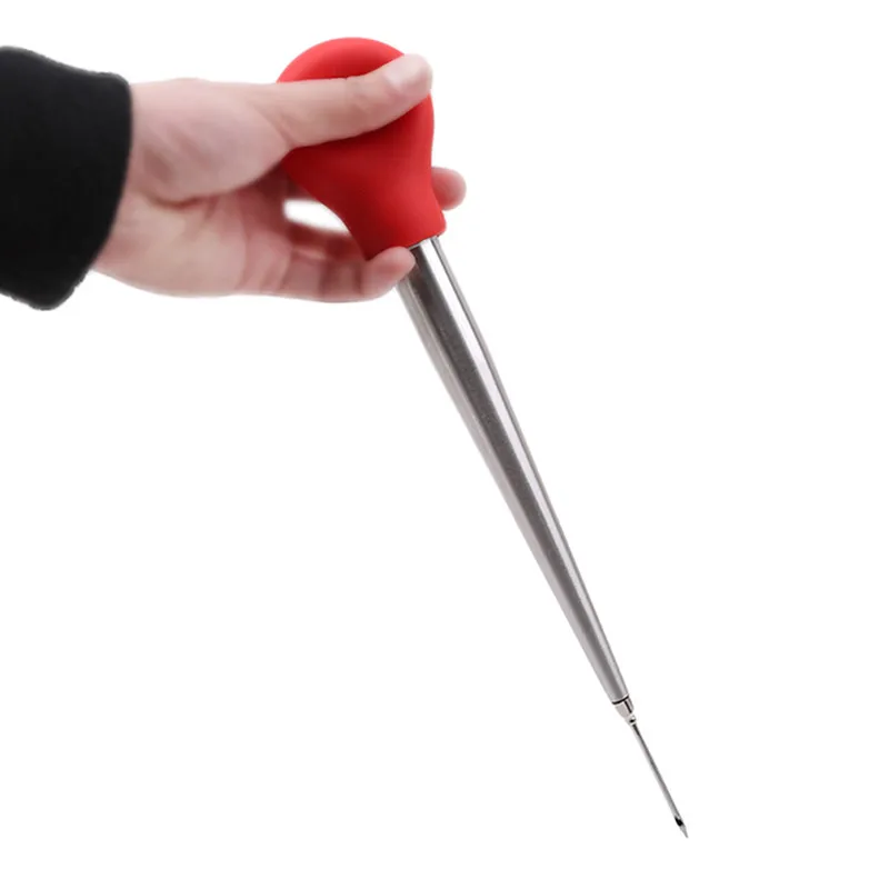 

New Stainless Steel Chicken Turkey Baster Silicone Bulb Poultry Marinade Injector BBQ Flavour Syringe Juice Kitchen Basting Pump