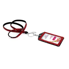 Стразы Bling Crystal Пользовательские талреп вертикальный ID бейдж держатель(красный
