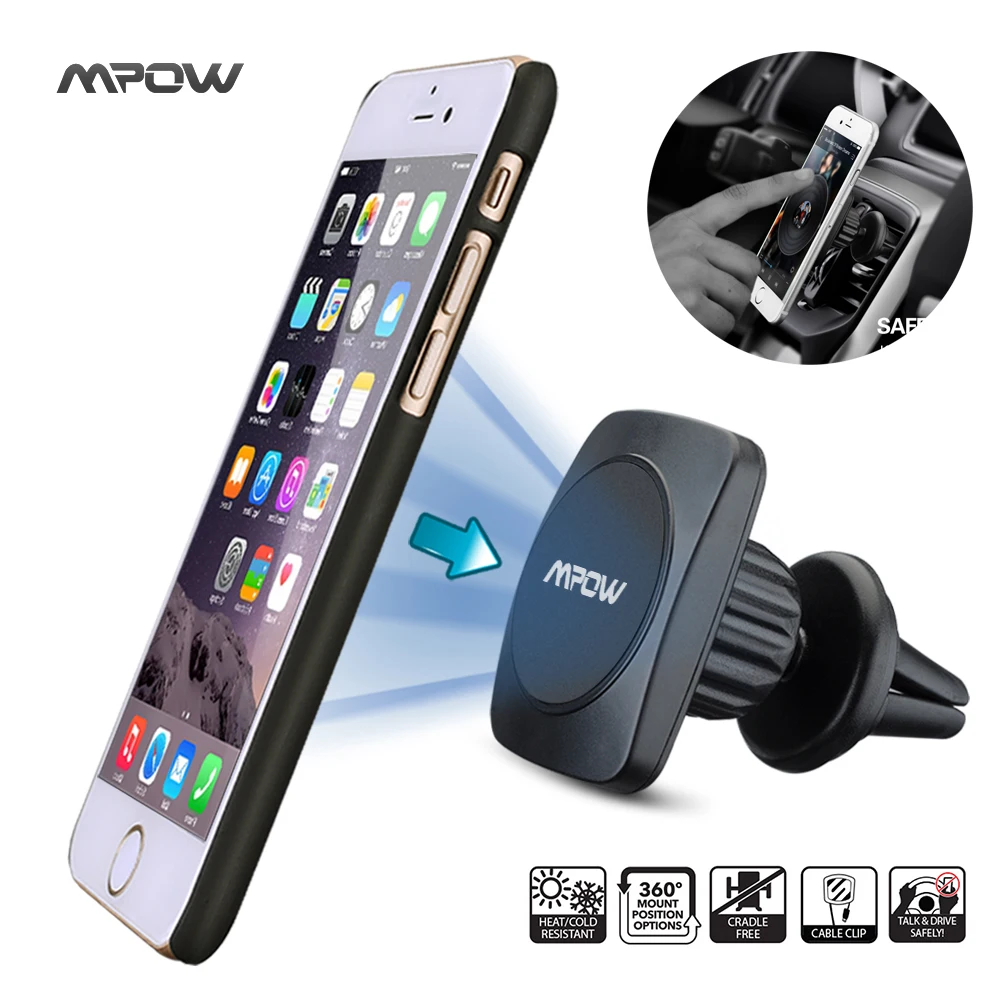 Goede Origina Mpow Universal Air Vent Auto Telefoon Houder Magneet Stand voor iPhone 6 7X8 Plus Samsung 360 graden Mount Kleverige Auto Kit