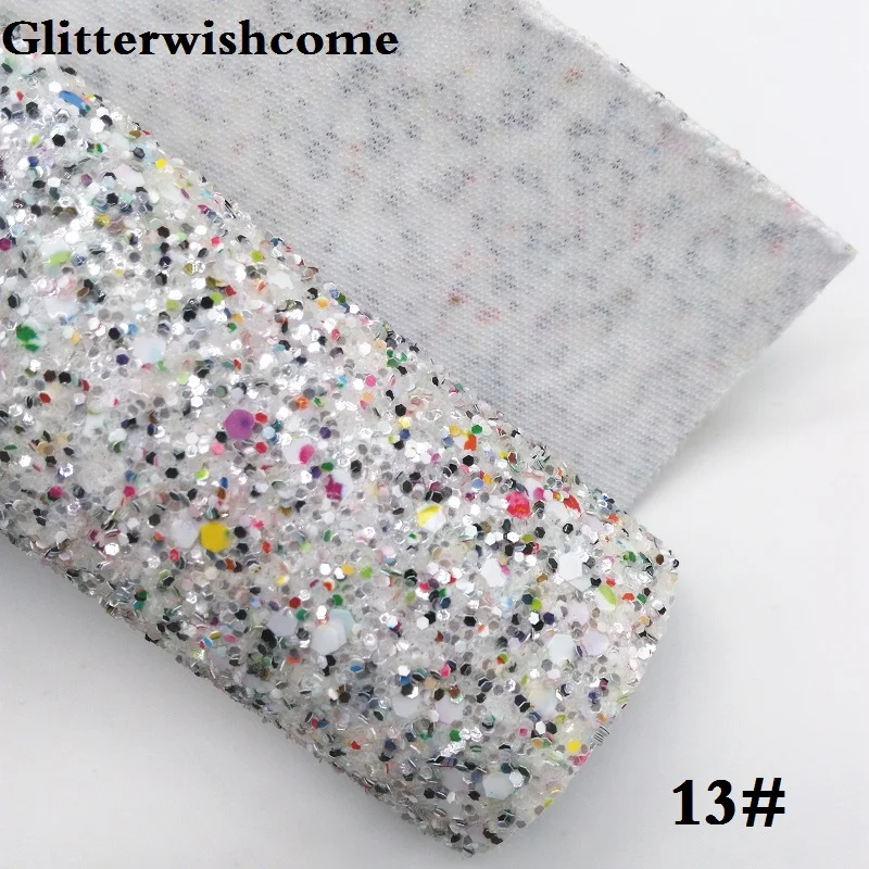 Glitterwishcome 21X29 см мини рулон синтетическая кожа, смешанные цвета массивный блеск, кожа ткань винил для бантов, GM057A - Цвет: 13