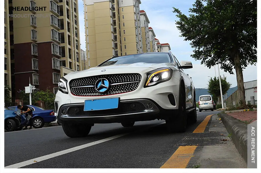 2 шт. светодиодный фары для Mercedes-Benz GLA- светодиодный автомобильный фонарь ангельские глазки полный светодиодный комплект противотуманных фар Светодиодный дневные ходовые огни