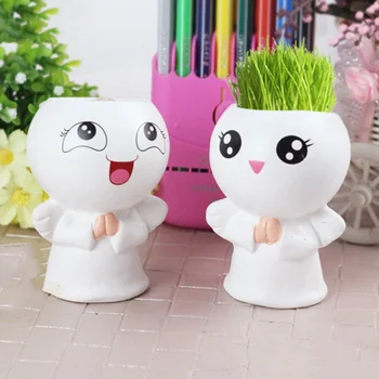 

Cute Expression Ceramic Small Flower Pots DIY Planter Succulent Plants Bonsai Pots Desktop Ornaments Office Decoration