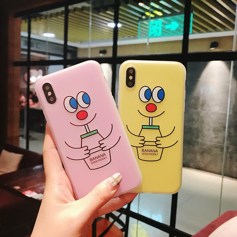 

3D Relief Frosted Soft Silicone High Quality Phone Cases Cute Banana flavored drink for iPhone XS X XR Max 8 7 6 6S Plus 5 5S SE