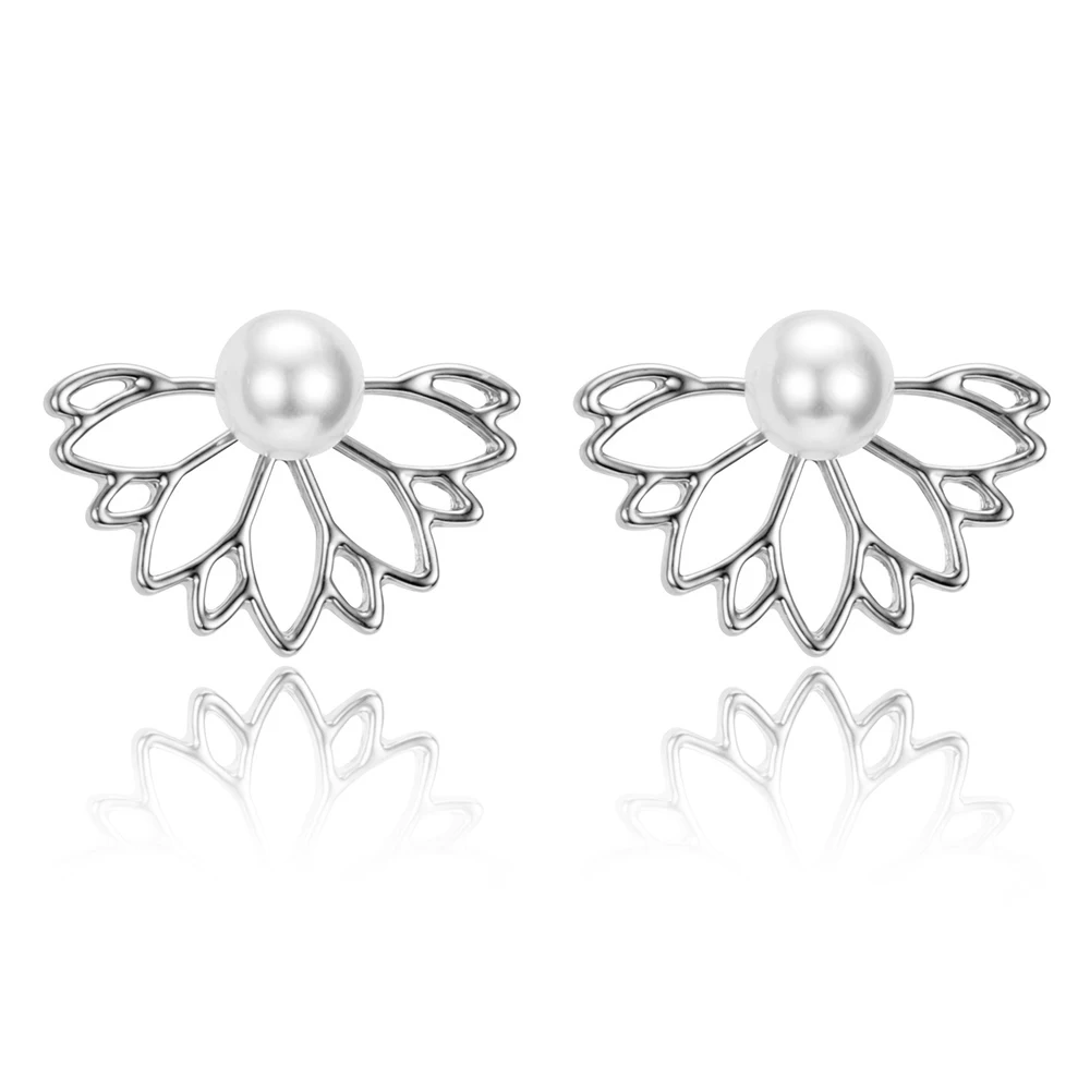 Marisa Lotus Pearl Flower Stud Earrings 3