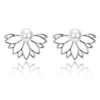 Marisa Lotus Pearl Flower Stud Earrings 3