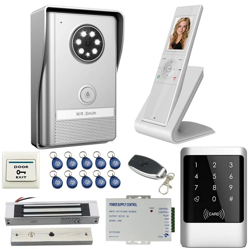 

JERUAN Video Doorbell Intercom Wireless Video Door Phone Intercom System Outdoor Night Vision IP55 waterproof +Access controller