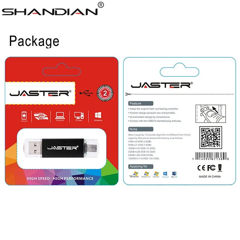 SHANDIAN OTG USB флеш-накопитель, высокоскоростной флеш-накопитель, 64 ГБ, 32 ГБ, 16 ГБ, 8 ГБ, 4 Гб, внешний накопитель, флешка двойного назначения