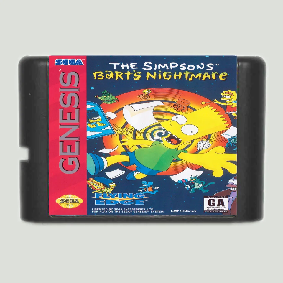 

The Simpsons Bart's Nightmare 16 bit MD Game Card For Sega Mega Drive For Genesis