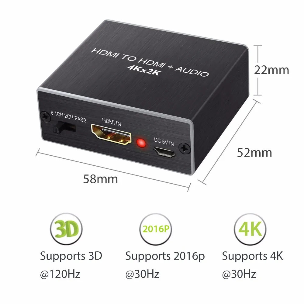 Prozor HDMI аудио декодер HDMI в оптический TOSLINK SPDIF с 3,5 мм стерео аудио декодер 4K x 2K 3D