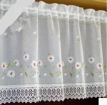 Embroidery curtain cabinet coffee half window water soluble lace gauze curtain short