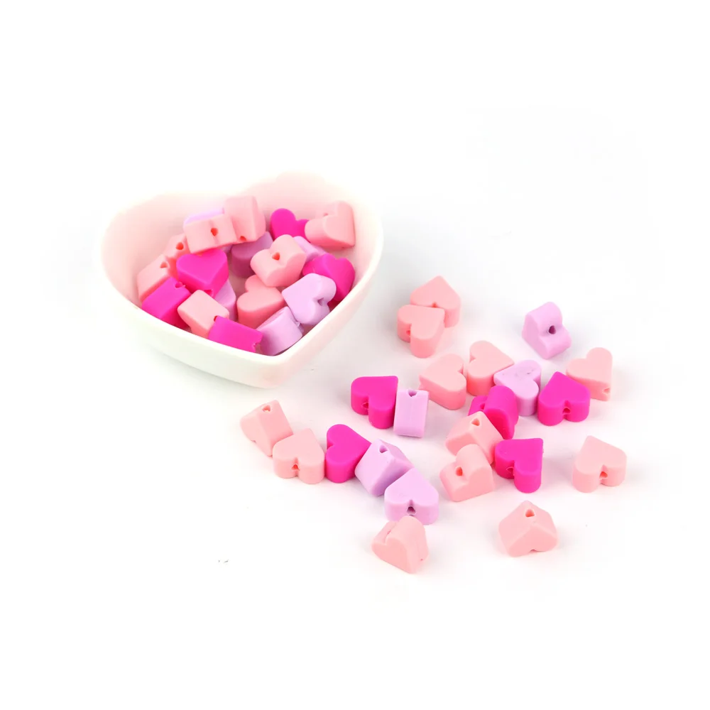 TYRY. HU BPA бесплатно 30 шт силиконовый бисер ребенок прорезывание зубов игрушки сердце бусины подвески детские жевательные прорезыватели для кормления ожерелье