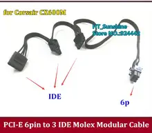 High Quaity 40cm black PCI-E 6 Pin Male 1 to 3 IDE Molex 4pin Modular Power Supply Cable for Corsair CX600M PSU 