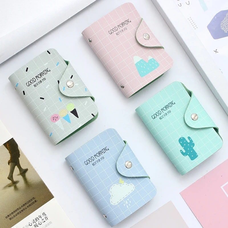 

2019 Fashion Cartoon Pattern PU 20 Bits Card Case Business Card Holder Women Credit Passport Card Bag ID Passport Card Wallet