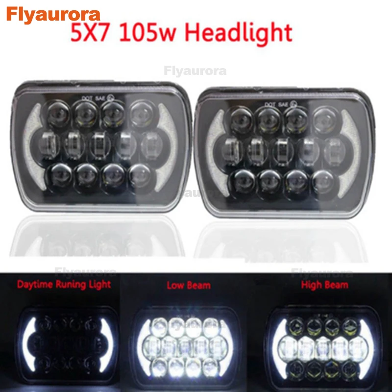 

5x7 inch Square headlight H6014 H6052 H6054 105W Hi/Lo Beam for 1986-1995 for Jeep Wrangler YJ and 1984-2001 Jeep Cherokee XJ