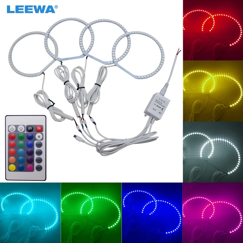 LEEWA 4X127.5mm Car RGB 5050SMD Flash LED Angel Eyes Halo Rings Daytime Running Light For BMW E39 OEM (01-03) Headlight #CA3398 |