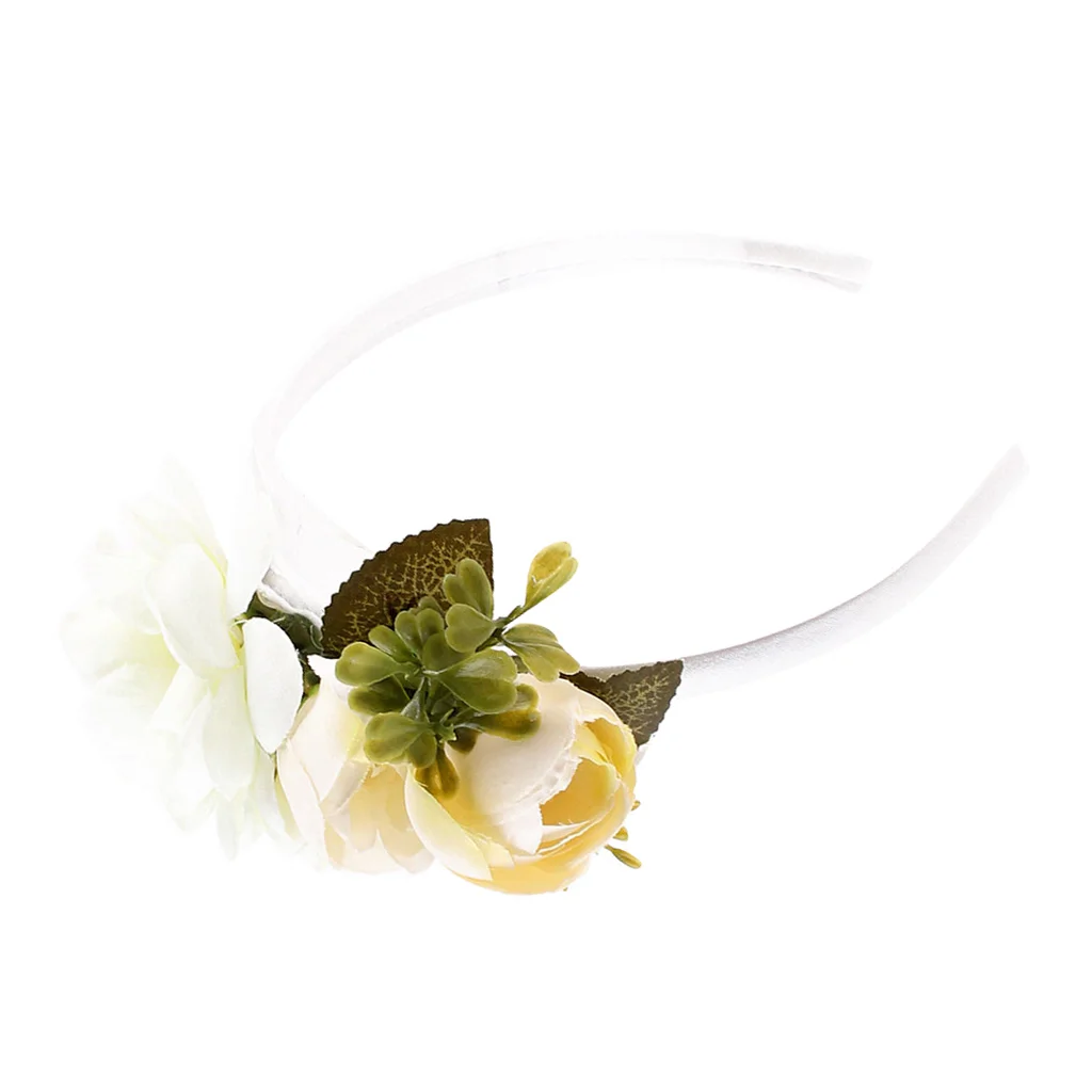 Handmade bride Floral Flower Crown Headband Garland Hair Accessories for Baby Girls Kids Party Weddings Travel Photography Beach