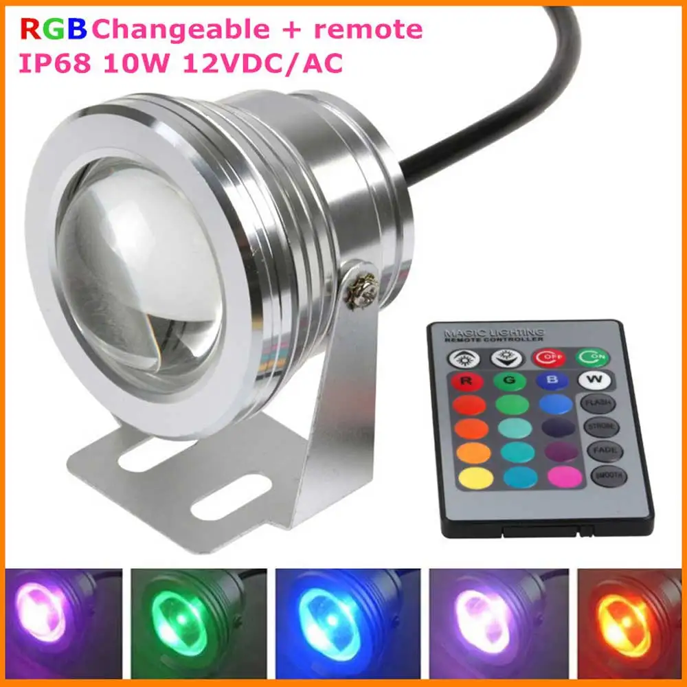 16 Kleuren 10 W DC 12 V RGB LED Onderwater Fontein Licht 1000LM ... 16 Kleuren 10 W DC 12 V RGB LED Onderwater Fontein Licht 1000LM ...