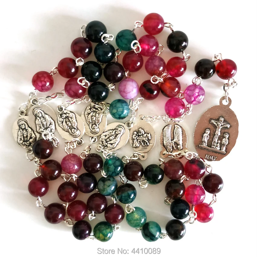 Новая мода семь соробов религиозный Турмалин натуральный камень Бусины цепочка-ожерелье