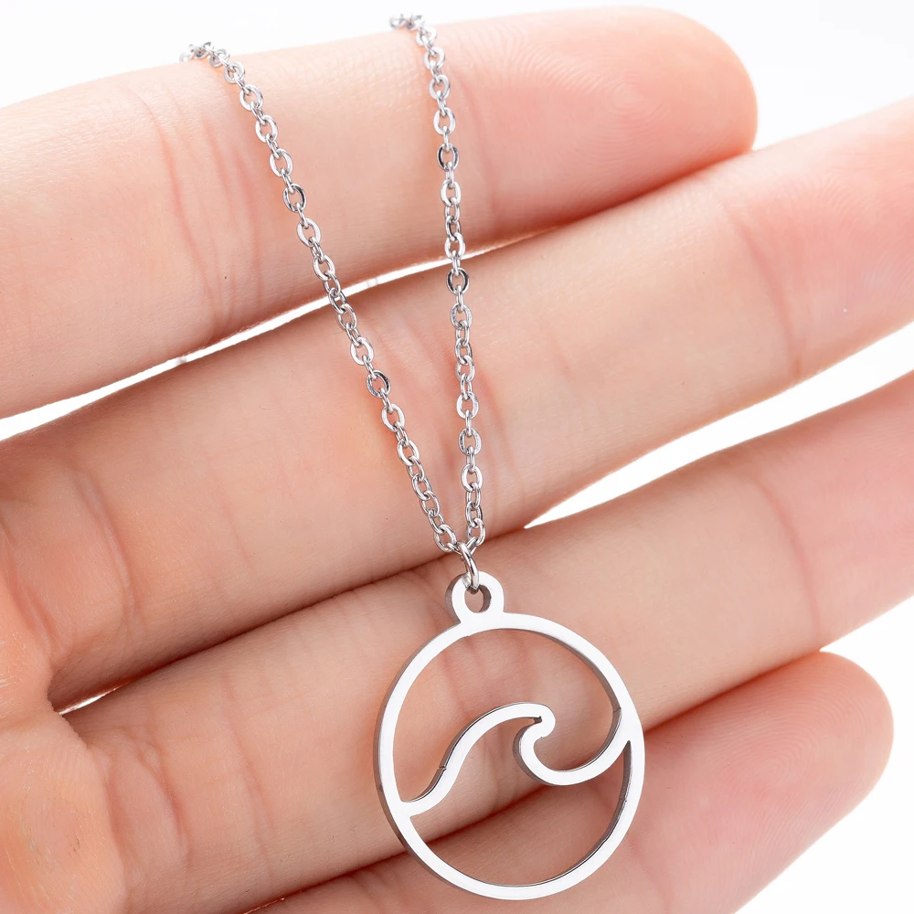 

Dainty Ocean Style Wave Pendant Necklace for Women Girls Outdoor Accessories Collier