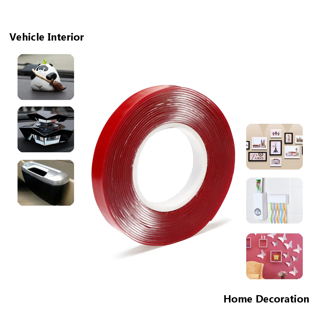 

3M Red Double Sided Adhesive Tape High Strength Acrylic Transparent No Traces Sticker for Car Auto Interior Fixed 8mm-30mm