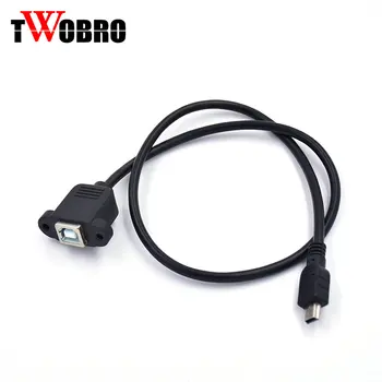 

5 pcs/lot High Quality 50cm USB 2.0 B Female socket Printer Panel Mount to mini USB 5 pin male cable