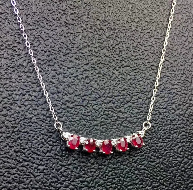 Ruby necklace with pendant Necklace Natural real ruby 925 sterling