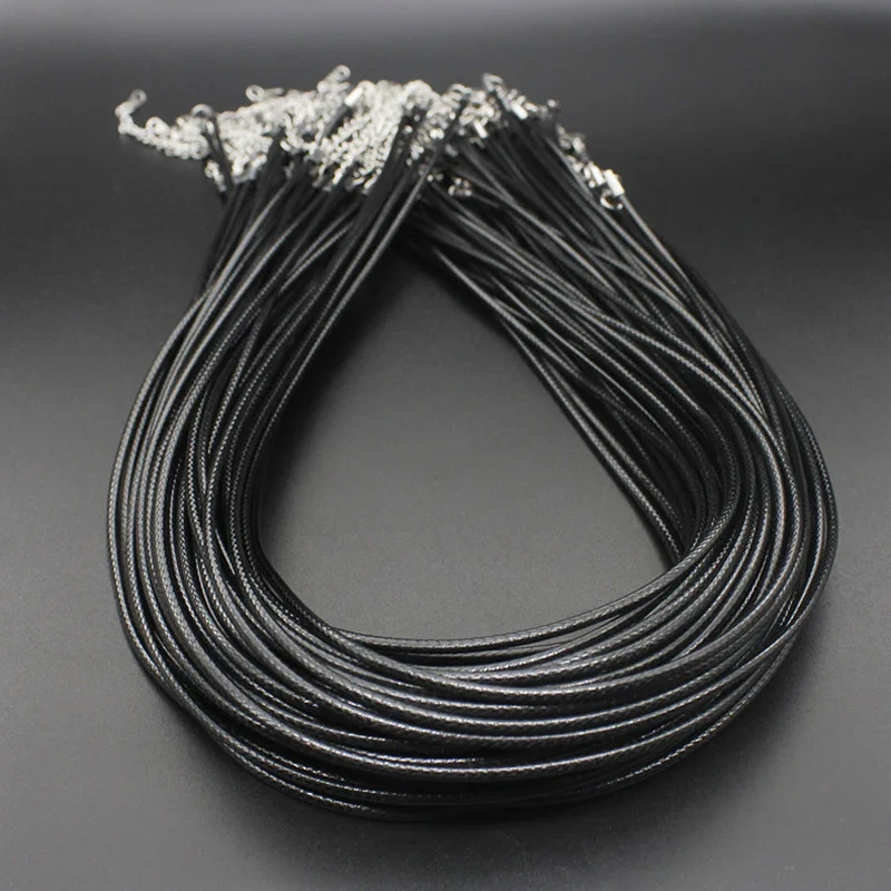 Wholesale 100pc/lot DIY Black Leather Chain Necklace Women Handmade Wax Cord Rope Necklace For DIY Jewelry Making Accessories 6