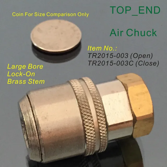 Closed,Air Chuck,Large Bore,1/4"NPT,Universal Lock On Quick Connect