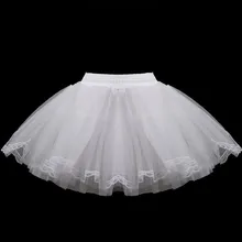Белые короткие свадебные юбки для девочек, трехслойные кружевные тюлевые пышная кружевная Нижняя юбка, простые мини-юбки для детей с оборками