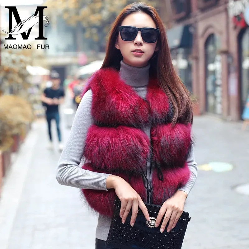 

Real Raccoon Fur Vest Women Winter Genuine Dog Fur Gilet Female Ladies Warm Leather Jacket Overcoat Natural Fur Vest Waistcoat