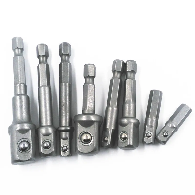 

8 pieces Socket Adapte Bits Set Hex Drill Nut Driver Power Shank 1/4" 3/8" 1/2" Connecting Rod Head Extension Drill Bits Tools